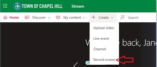 You can screen record using Microsoft Stream